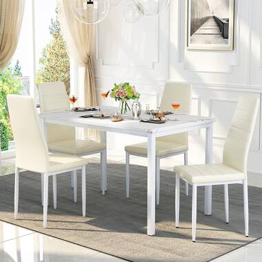 Modern white discount table and chairs